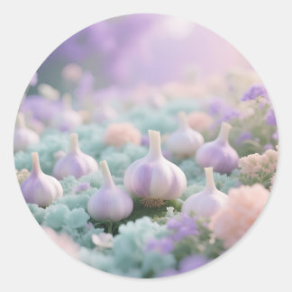 Pegatina Redonda Pastel Garlic Garden Dreamscape