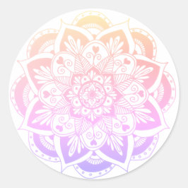 Pegatina Redonda Pastel Gradient Flower Mandala Sticker
