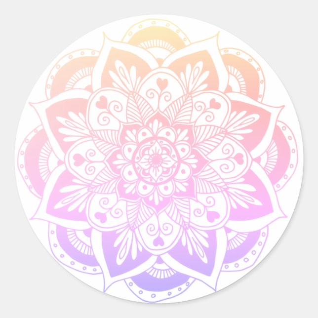Pegatina Redonda Pastel Gradient Flower Mandala Sticker (Anverso)