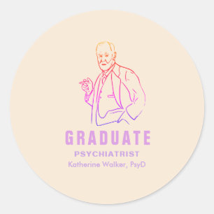 Pegatina Redonda Pastel Lilac Freud Psychology Editable Graduate
