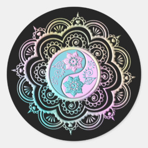 Pegatina Redonda Pastel Mandala