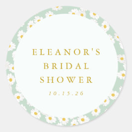 Pegatina Redonda Pastel Menta Salvia Floral Floral de Despedida de 