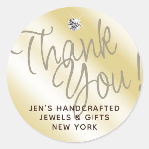 Pegatina Redonda Pastel Oro Amarillo Shimmery Sparkle Gracias Youd
