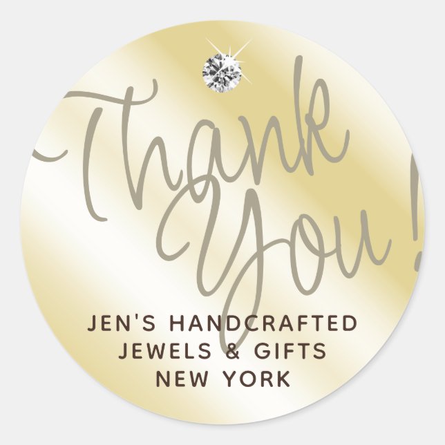 Pegatina Redonda Pastel Oro Amarillo Shimmery Sparkle Gracias Youd (Anverso)