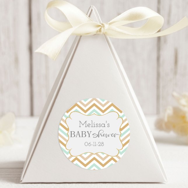 Pegatina Redonda Pastel Oro y Zig Verde Zag Bebé Neutral (Subido por el creador)