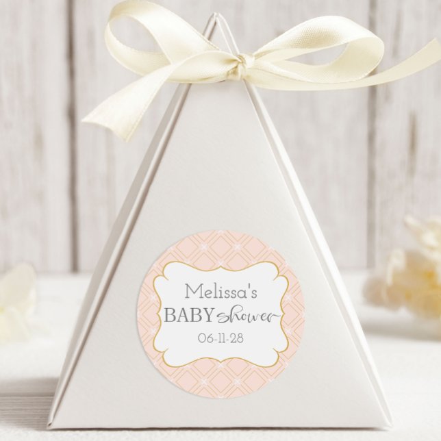 Pegatina Redonda Pastel Peach y Geométrica de Oro (Subido por el creador)