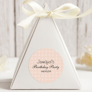 Pegatina Redonda Pastel Peach y Geométrica de Oro