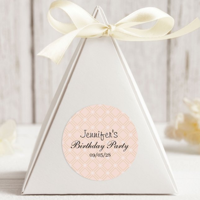 Pegatina Redonda Pastel Peach y Geométrica de Oro (Subido por el creador)