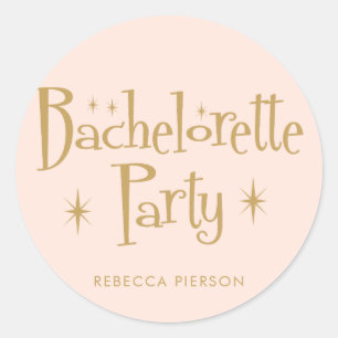 Pegatina Redonda Pastel Peachy con escritura a mano Bachelorette Pa