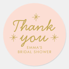 Pegatina Redonda Pastel Peachy manuscrito Bridal Shower