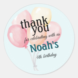 Pegatina Redonda Pastel Personalized Birthday Sticker | Balloon