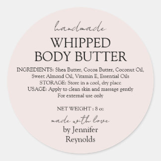 Pegatina Redonda Pastel Pink Body Butter Organic Business Classic