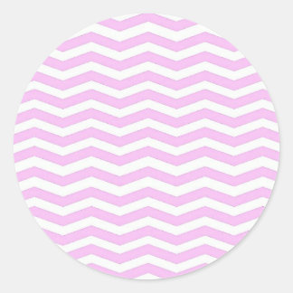 Pegatina Redonda Pastel Pink  Chevron Stripes Round Sticker