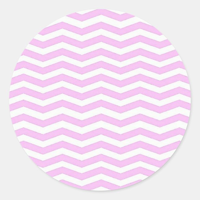Pegatina Redonda Pastel Pink  Chevron Stripes Round Sticker (Anverso)