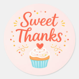 Pegatina Redonda Pastel Pink Cupcake Baking Thank You Sticker