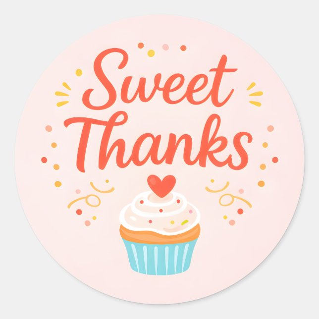 Pegatina Redonda Pastel Pink Cupcake Baking Thank You Sticker (Anverso)