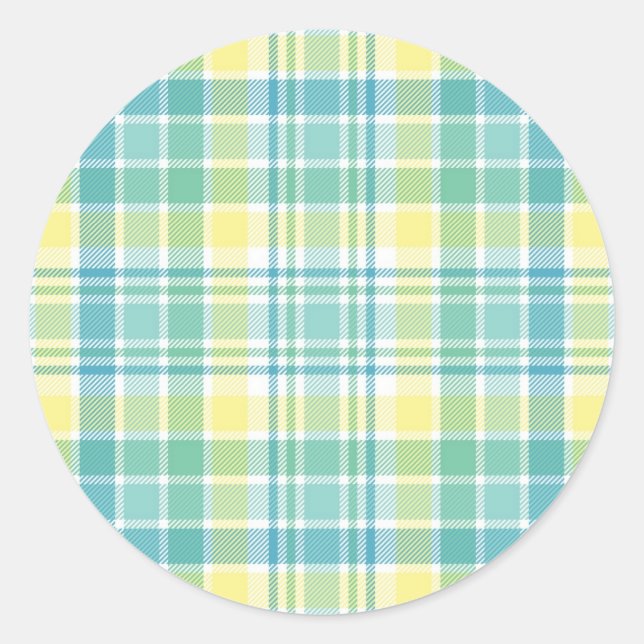 Pegatina Redonda Pastel Plaid (Anverso)