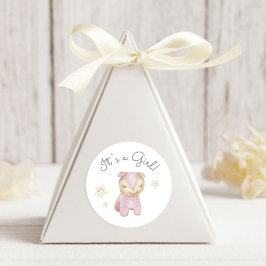 Pegatina Redonda Pastel Plush Toys Es un Chica