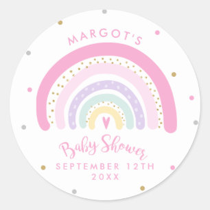 Pegatina Redonda Pastel Rainbow Baby Shower