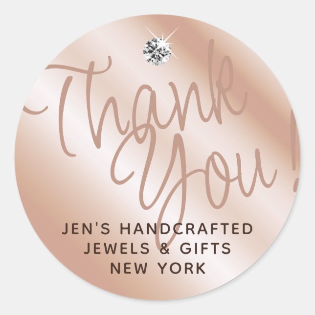 Pegatina Redonda Pastel Rosa Coral Shimmery Sparkle Gracias Etiquet (Anverso)