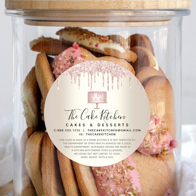 Pegatina Redonda Pastel rosa Panadería Purpurina de Chef Drin Legal (Subido por el creador)