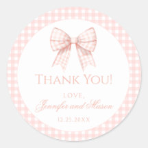 Pastel rosa proa gingham bebé ducha gracias