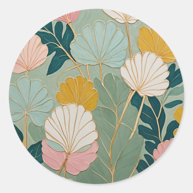 Pegatina Redonda Pastel Scallop Dance (Anverso)