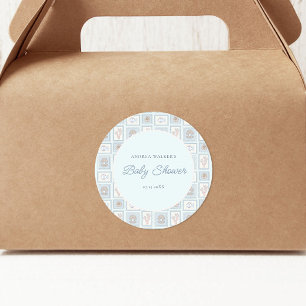Pegatina Redonda Pastel Sea You Soon Baby Ocean Stamps Baby Shower