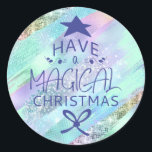 Pegatina Redonda Pastel Shimmer Purpurina Christmas Sticker<br><div class="desc">Pegatina de Navidad Pastel Shimmer Purpurina.</div>