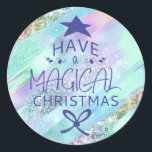 Pegatina Redonda Pastel Shimmer Purpurina Christmas Sticker<br><div class="desc">Pegatina de Navidad Pastel Shimmer Purpurina.</div>
