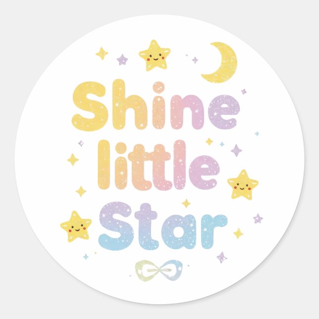 Pegatina Redonda Pastel "Shine Little Star" Celestial (Anverso)