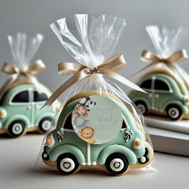 Pegatina Redonda Pastel Tropical Baby Shower Jungle Safari Animales