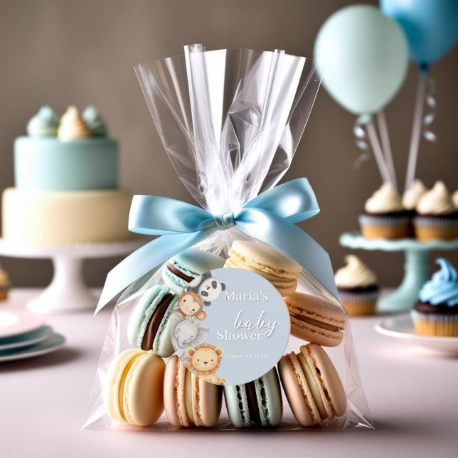 Pegatina Redonda Pastel Tropical Baby Shower Jungle Safari Animales (Subido por el creador)