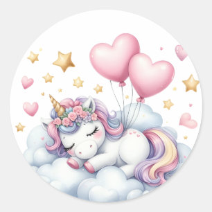 Pegatina Redonda Pastel Unicorn