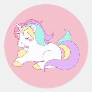 Pegatina Redonda Pastel unicorn