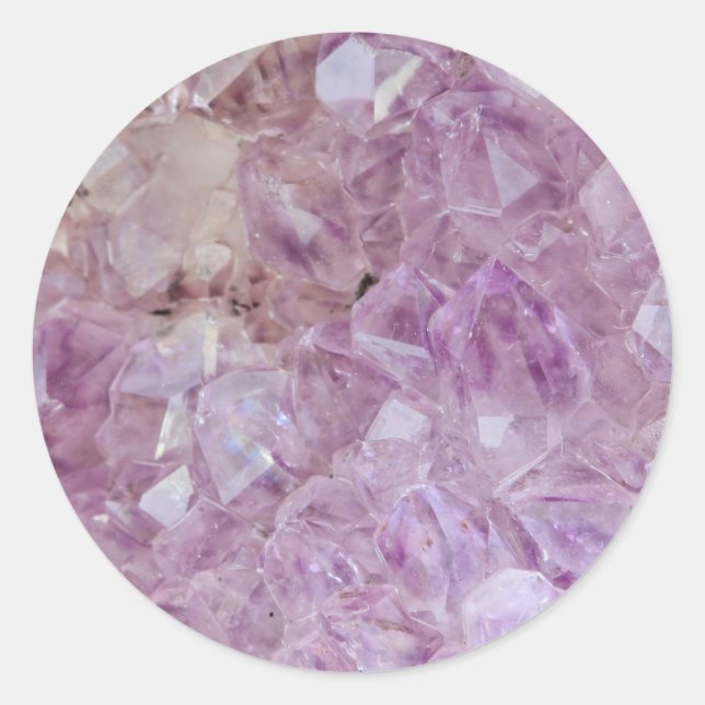 Pegatina Redonda Pastel Violet Crystal Quartz (Anverso)