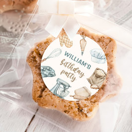 Pegatina Redonda Pastel Watercolor Baking Boy Cumpleaños