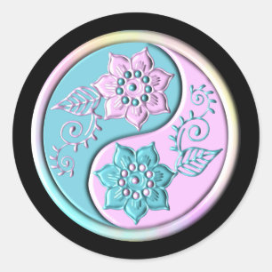 Pegatina Redonda Pastel Yin Yang