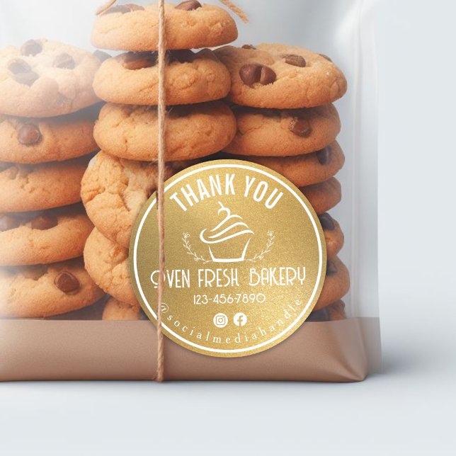 Pegatina Redonda Pastelería de Cupcakes de Agradecimiento por su Ne (Subido por el creador)