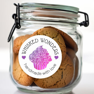 Pegatina Redonda Pastelería Purpurina de panadería Perforaciones Pú