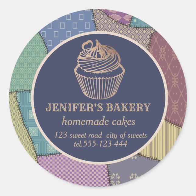 Pegatina Redonda Pasteles caseros y dulces (Anverso)