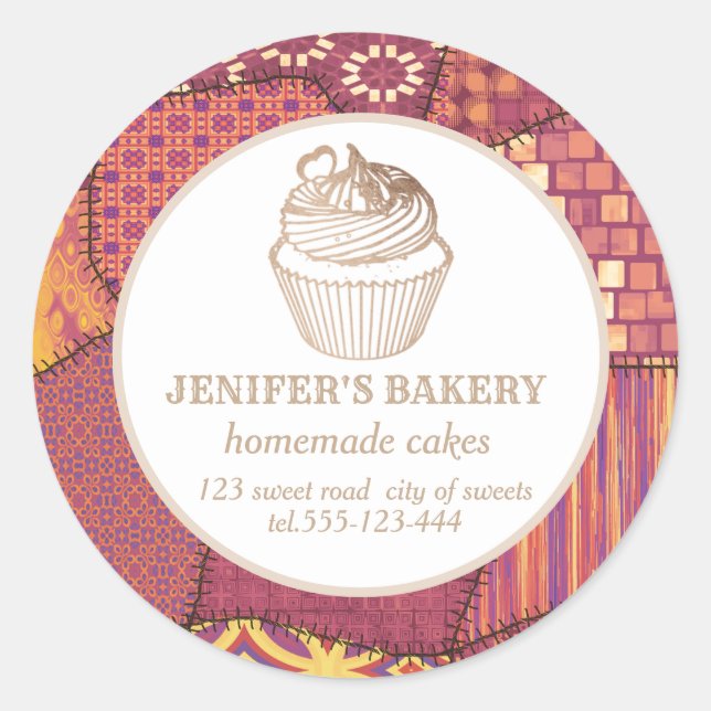 Pegatina Redonda Pasteles caseros y dulces (Anverso)