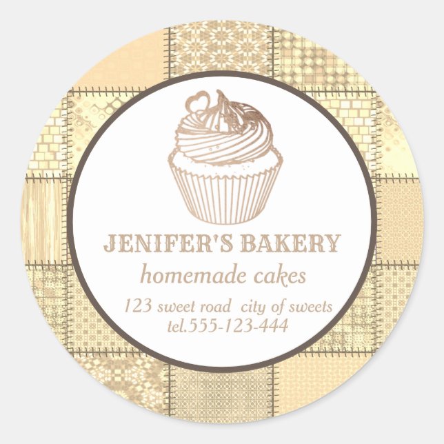 Pegatina Redonda Pasteles caseros y dulces (Anverso)