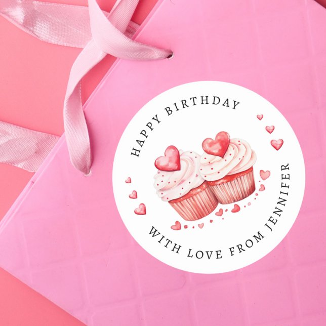 Pegatina Redonda Pasteles dulces Feliz cumpleaños (Subido por el creador)