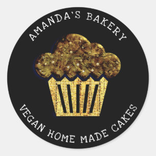 Pegatina Redonda Pasteles dulces panadería vegana casera Muffin org