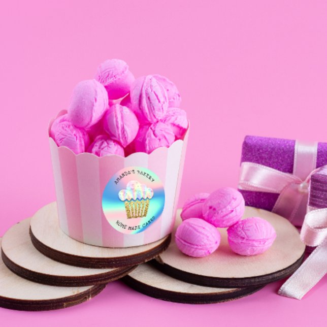 Pegatina Redonda Pasteles Dulces Pastel Hogar Vegan Panadería Azul  (Subido por el creador)