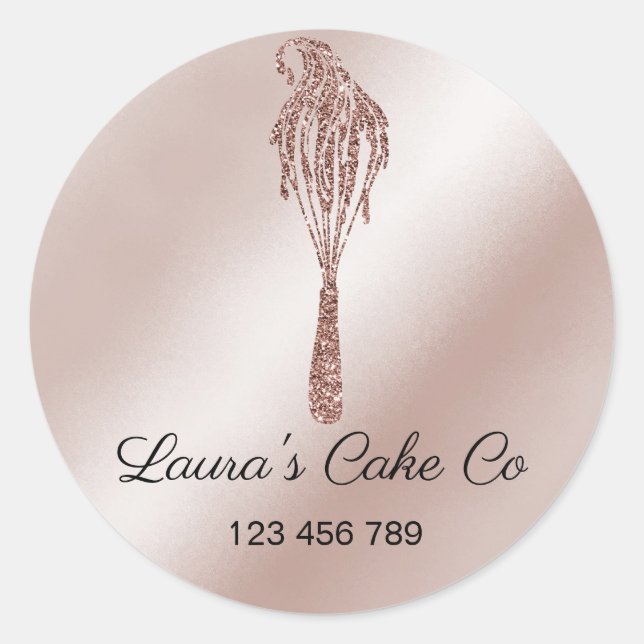 Pegatina Redonda Pasteles dulces pastelitos Caseros Panadería Girly (Anverso)