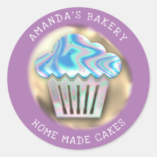 Pegatina Redonda Pasteles dulces pastelitos Hogar Panadería Hologra