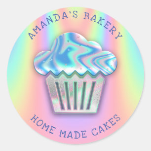 Pegatina Redonda Pasteles dulces pastelitos Hogar Vegan Bakery Holo