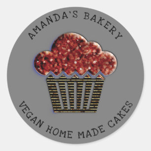 Pegatina Redonda Pasteles dulces pastelitos Hogar Vegan Bakery Muff